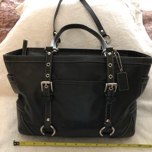 Coach black satchel with nickel hardware